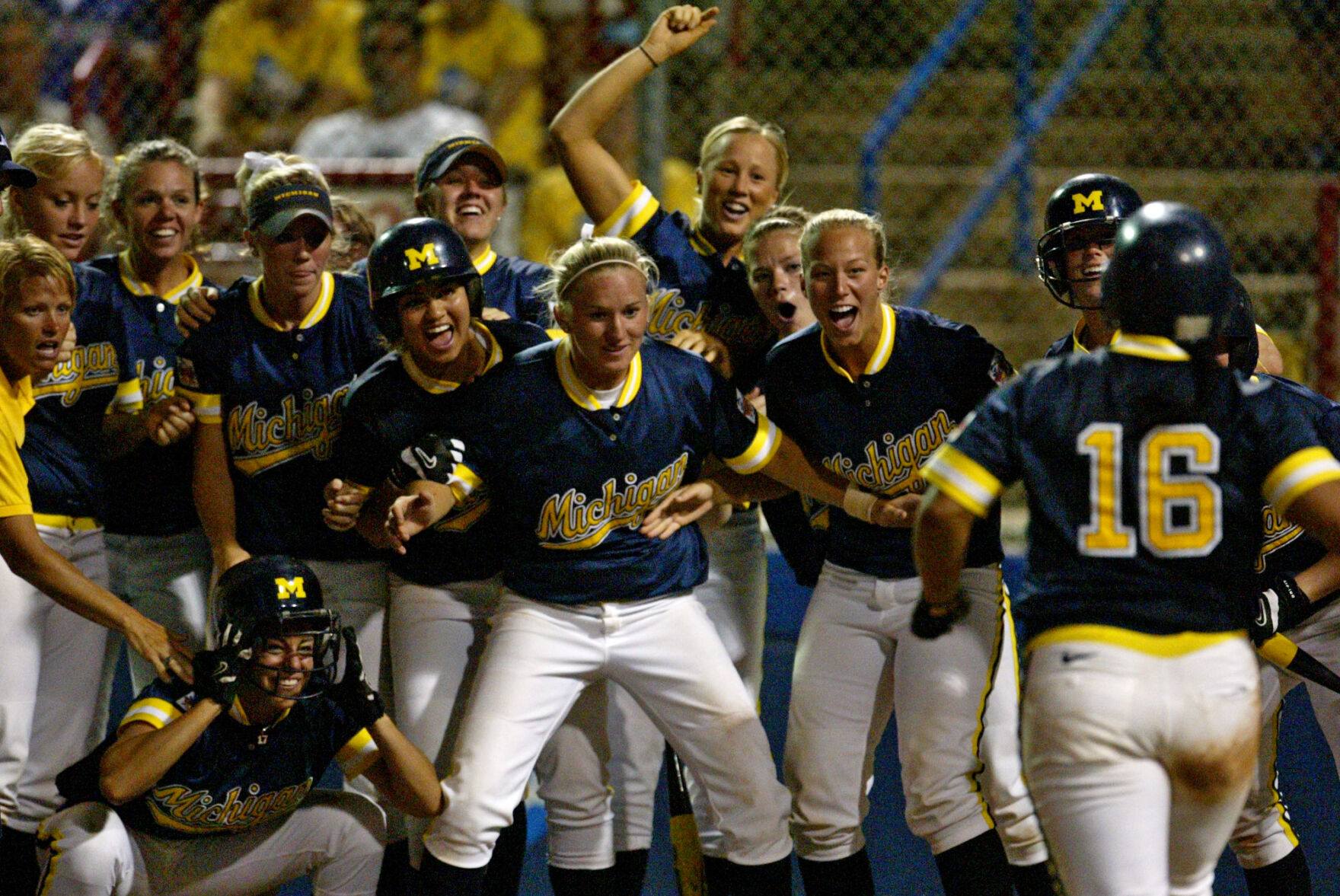 2005: Freshman hits 3-run home run in 10th inning to lead Michigan to 1st NCAA softball title